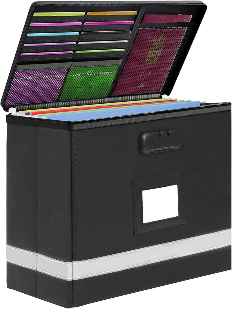 TIDY TECH Small Next of Kin Box Organizer with 5 A4 Hanging Folder,Important Document Organizer with Combination Lock Fireproof File Box with Smart Labels for Letter Certificate,(S:13 * 6.3 * 8.3in) - Image 1
